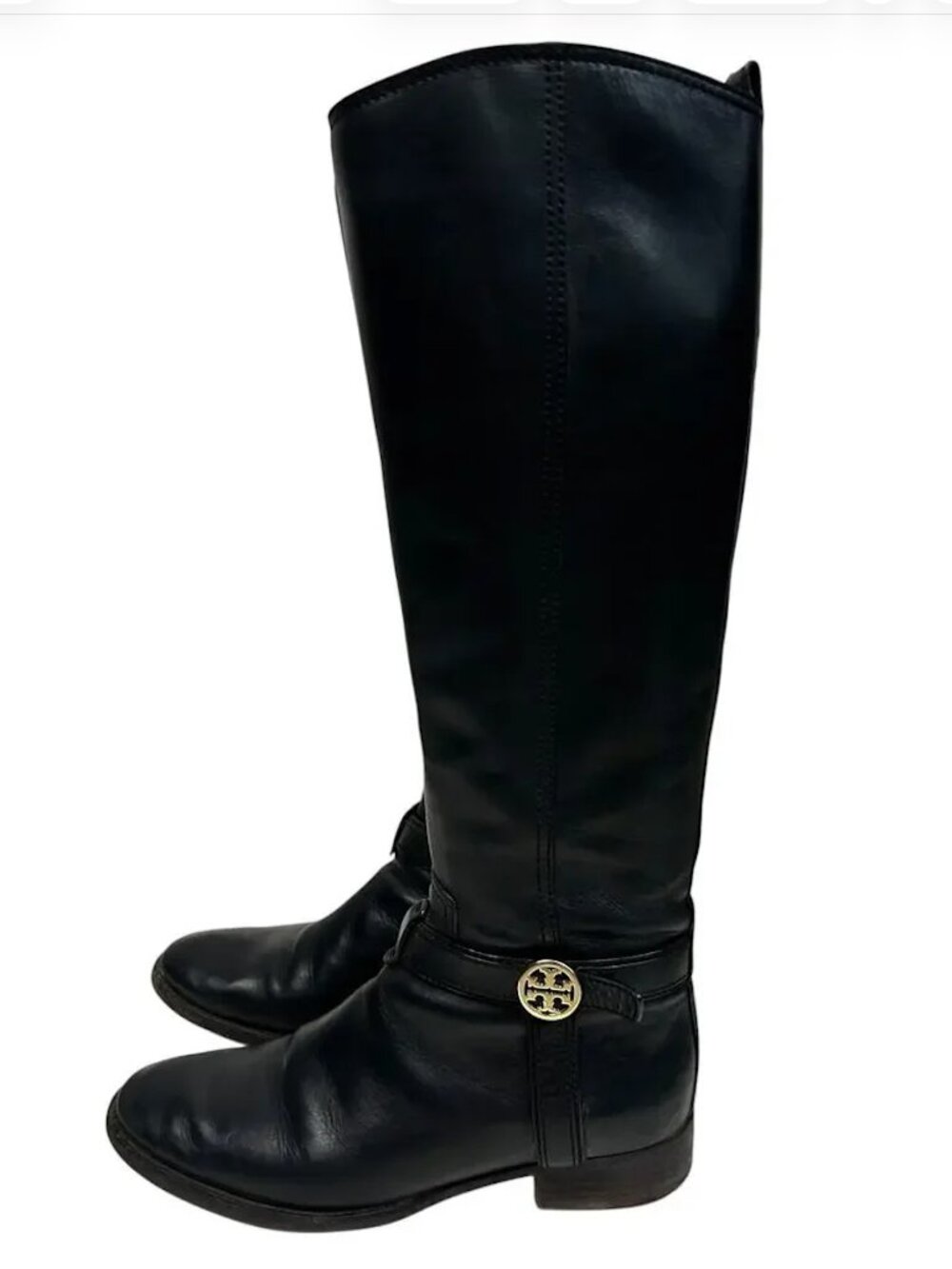 Tory Burch Black Leather Bristol Knee High Riding Boots 7 - Picture 3 of 6